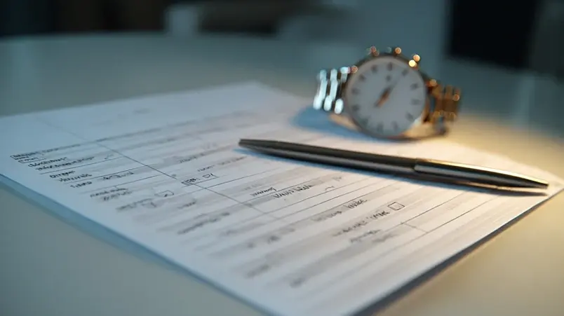 Utskrivet körschema för bröllopsmiddag med tidpunkter