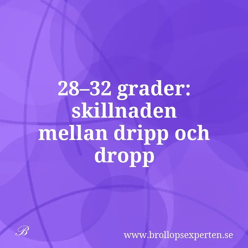 28–32 grader: skillnaden mellan dripp och dropp