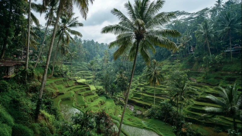 Gröna risterrasser i Ubud på Bali under en bröllopsresa