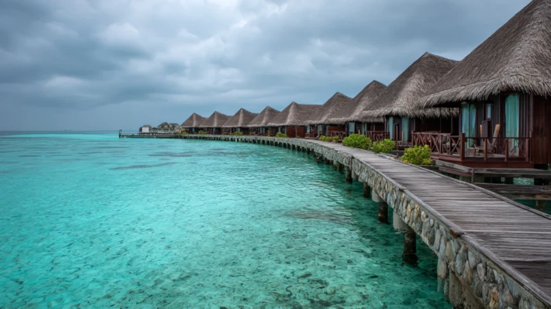 Overwater-villa på Maldiverna med turkost hav under bröllopsresa