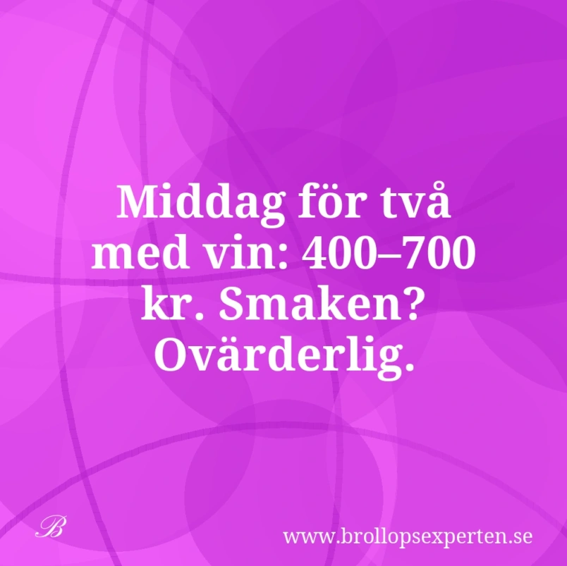 Middag för två med vin: 400–700 kr. Smaken? Ovärderlig.