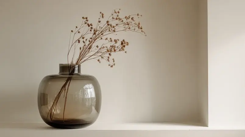 Rökfärgad munblåst glasvas som bröllopspresent under 250 kr