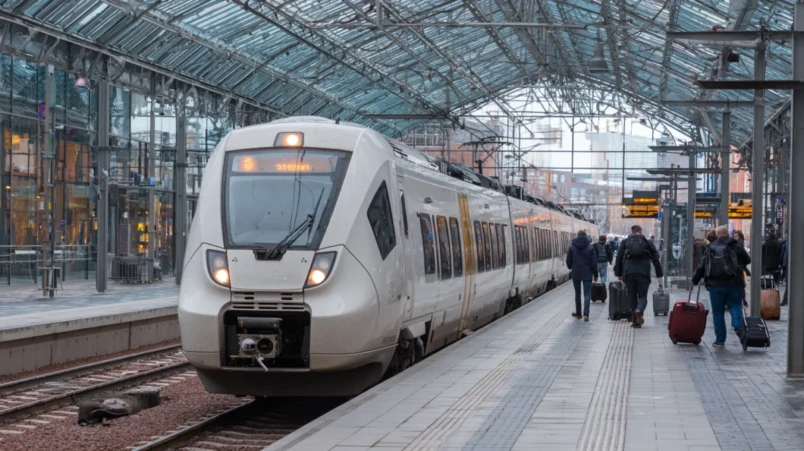 Öresundståg vid Malmö Central för bröllopsgäster som reser från Kastrup och Danmark