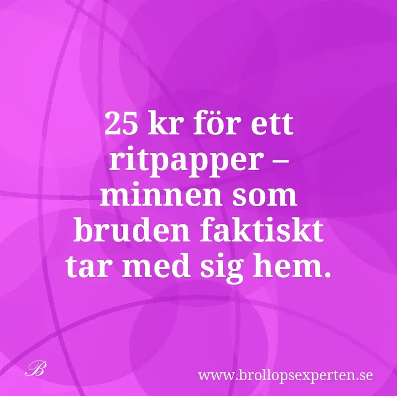 25 kr för ett ritpapper – minnen som bruden faktiskt tar med sig hem.