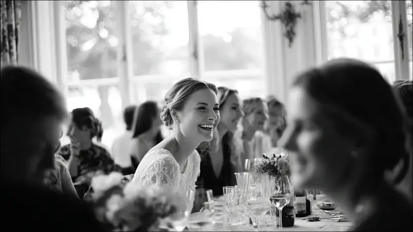 Spontant ögonblick under ett bröllop fotograferat i dokumentär stil