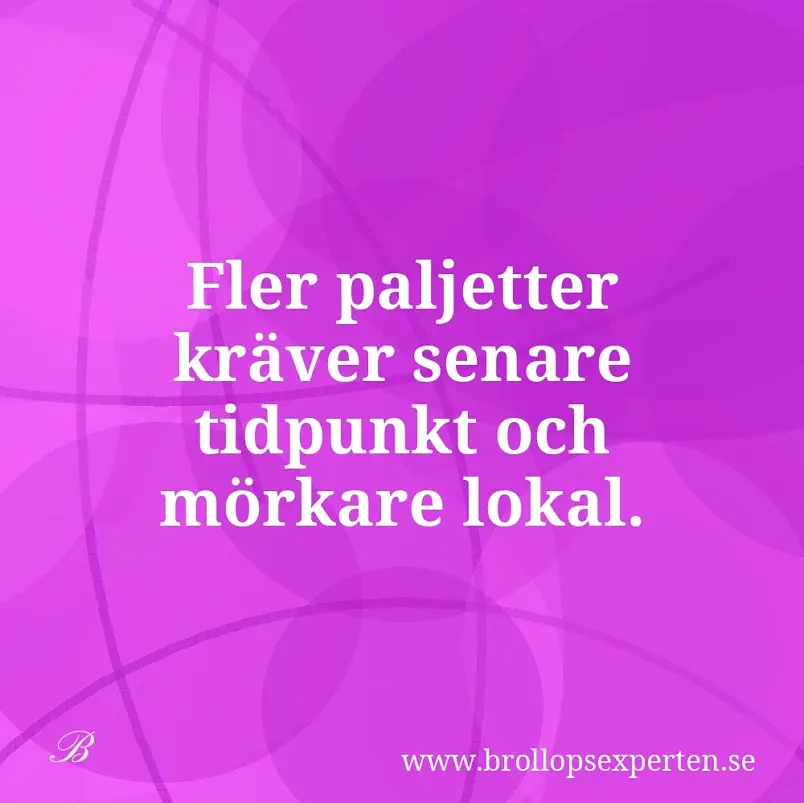 Fler paljetter kräver senare tidpunkt och mörkare lokal.