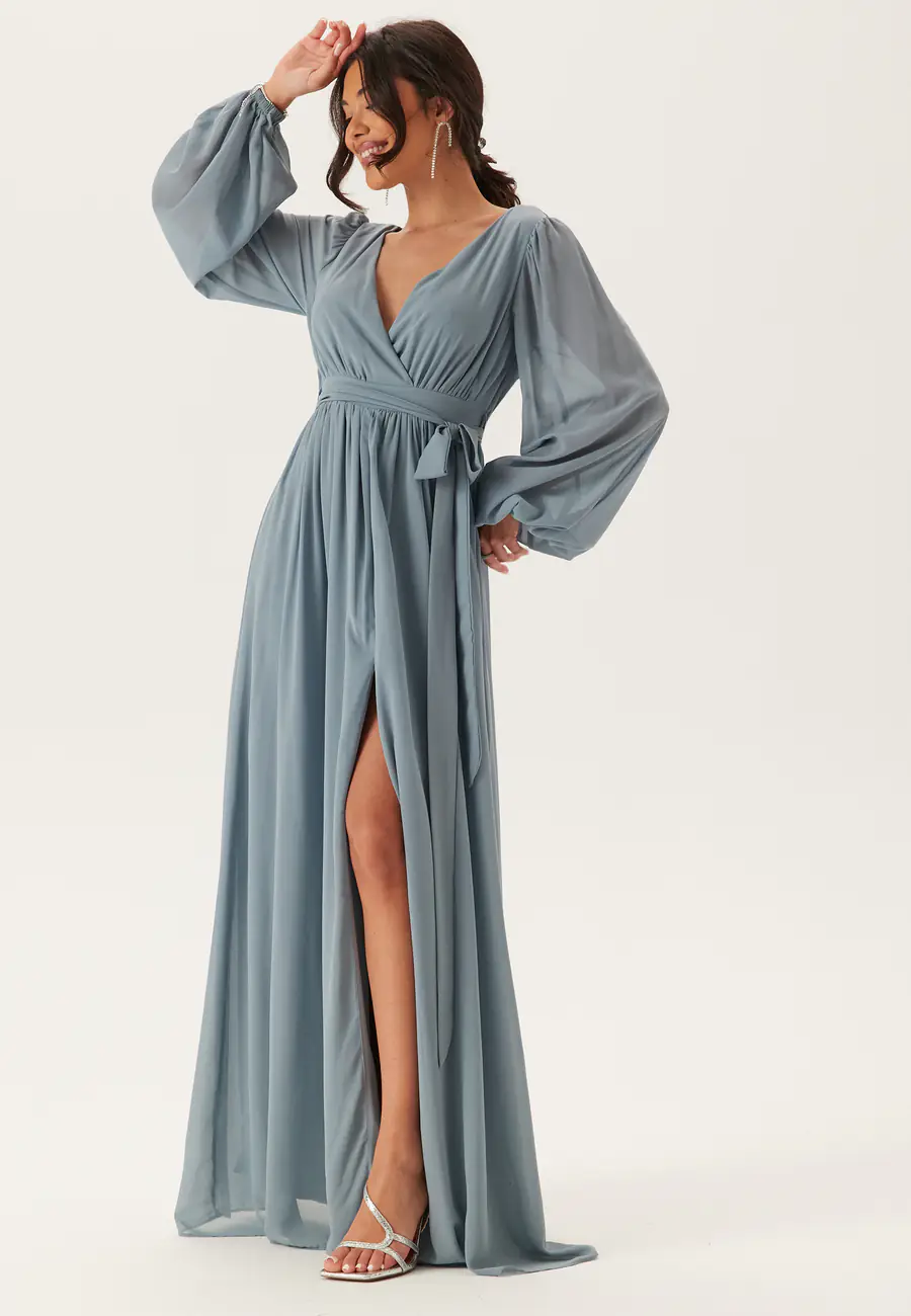 Long Sleeve Chiffon Dress - Goddiva till bröllop