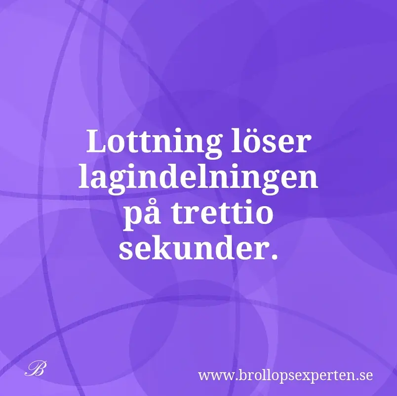 Lottning löser lagindelningen på trettio sekunder.