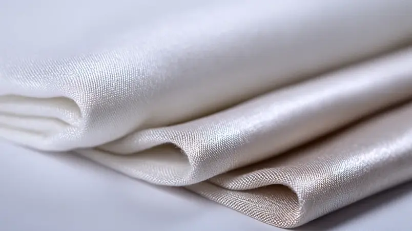 Närbild på matt crepetyg bredvid glansig satäng