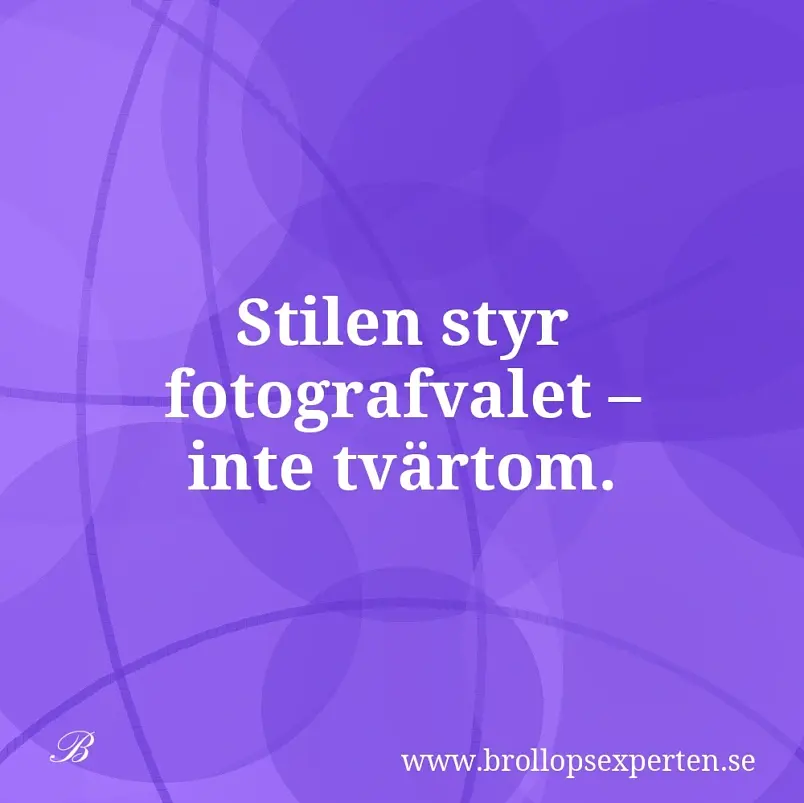 Stilen styr fotografvalet – inte tvärtom.
