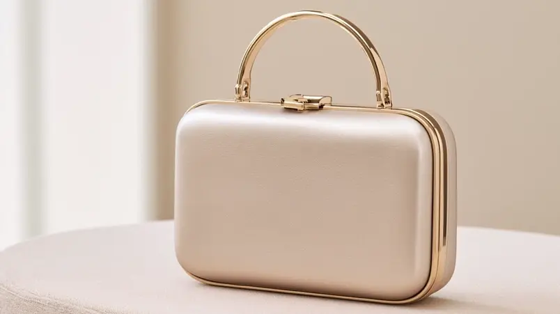 Minaudière med metallram i guldton